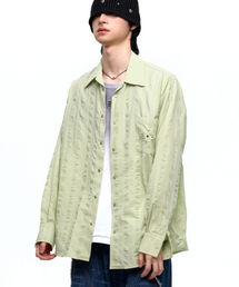 RSSC（アールエスエスシー）の「RIVET WRINKLE STRIPE SHIRT - DUSTY GREEN（シャツ/ブラウス）」