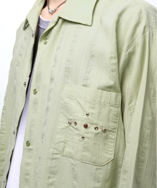 RSSC(アールエスエスシー)の「RIVET WRINKLE STRIPE SHIRT - DUSTY GREEN(シャツ/ブラウス・レディース・その他・1/2)」の7枚目の写真