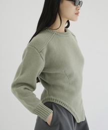 ニット　クラネ　clane カーキ OVER HALF SLEEVE KNIT TOPS（ニット/セーター）｜CLANE（クラネ）の