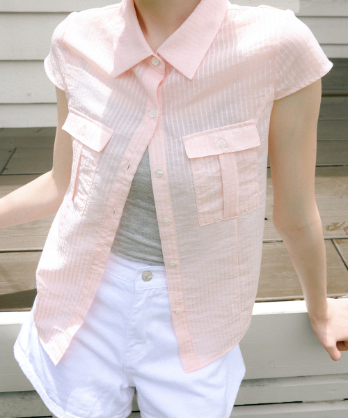 LETTER FROM MOON(レターフロムムーン)の「ストライプシースルースリムシャツ(ピンク)(シャツ/ブラウス・レディース・その他・SMALL/MEDIUM)」の4枚目の写真