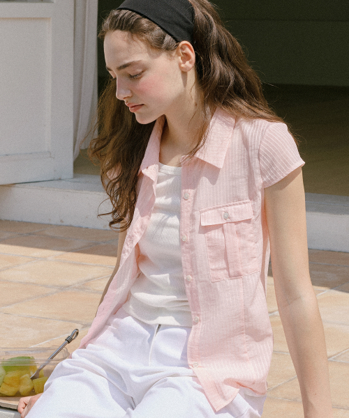 LETTER FROM MOON(レターフロムムーン)の「ストライプシースルースリムシャツ(ピンク)(シャツ/ブラウス・レディース・その他・SMALL/MEDIUM)」の5枚目の写真
