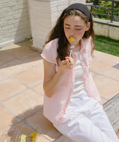 LETTER FROM MOON(レターフロムムーン)の「ストライプシースルースリムシャツ(ピンク)(シャツ/ブラウス・レディース・その他・SMALL/MEDIUM)」の6枚目の写真