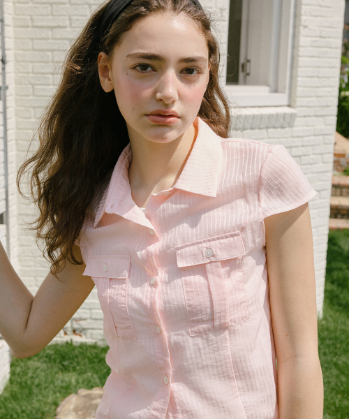 LETTER FROM MOON(レターフロムムーン)の「ストライプシースルースリムシャツ(ピンク)(シャツ/ブラウス・レディース・その他・SMALL/MEDIUM)」の7枚目の写真