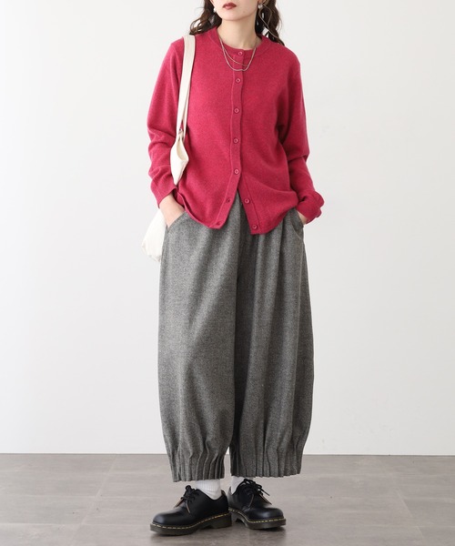 ubasoku（ウバソク）の「ubasoku ウール混裾ﾋﾟﾝﾀｯｸﾜｲﾄﾞｼﾙｴｯﾄﾊﾟﾝﾂ（その他パンツ・レディース・チャコールグレー/シルバーグレー・FREE）」の6枚目の写真