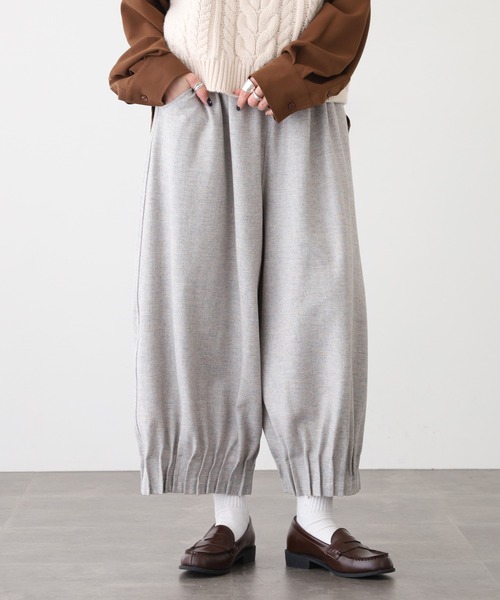 ubasoku（ウバソク）の「ubasoku ウール混裾ﾋﾟﾝﾀｯｸﾜｲﾄﾞｼﾙｴｯﾄﾊﾟﾝﾂ（その他パンツ・レディース・チャコールグレー/シルバーグレー・FREE）」の7枚目の写真