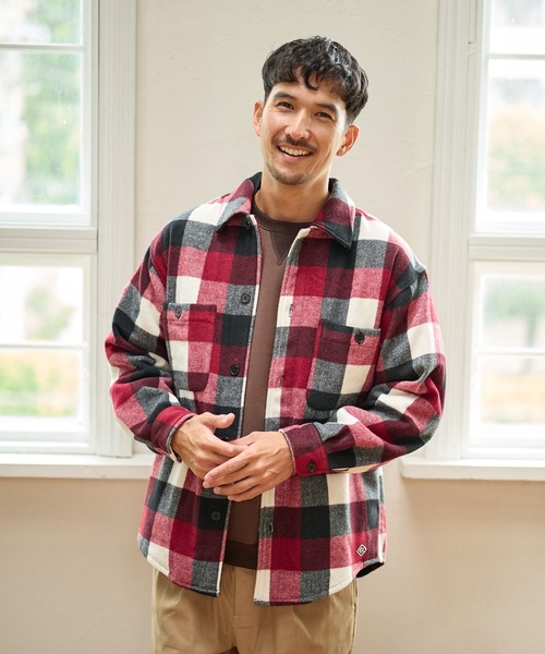 FOUND GOOD（ファウンドグッド）の「CPOチェックシャツ（シャツ/ブラウス・メンズ・レッド系/グレー系5・S/M/L/XL）」の2枚目の写真