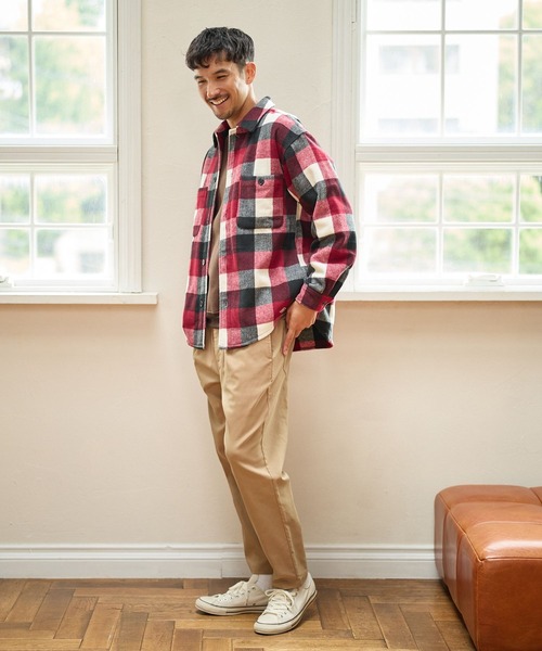 FOUND GOOD（ファウンドグッド）の「CPOチェックシャツ（シャツ/ブラウス・メンズ・レッド系/グレー系5・S/M/L/XL）」の4枚目の写真