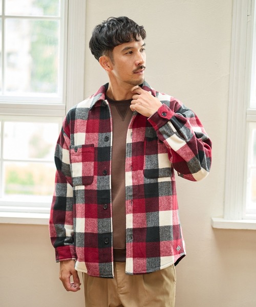 FOUND GOOD（ファウンドグッド）の「CPOチェックシャツ（シャツ/ブラウス・メンズ・レッド系/グレー系5・S/M/L/XL）」の5枚目の写真