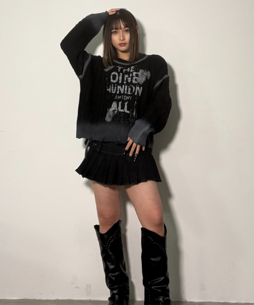 .KOM(ドットコム)の「A'GEM/9 × .kom 『.KOMZ/ドットケーオーエムゼット』 Y2Kロゴニット(ニット/セーター・レディース・ホワイト/ブラック・FREE)」の17枚目の写真