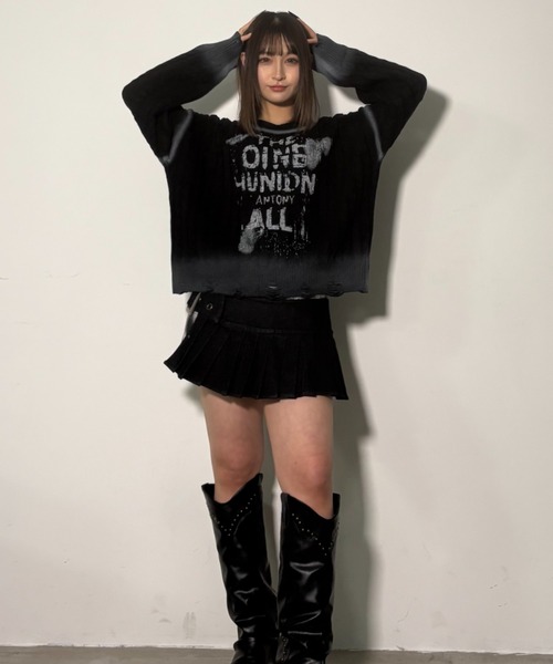 .KOM(ドットコム)の「A'GEM/9 × .kom 『.KOMZ/ドットケーオーエムゼット』 Y2Kロゴニット(ニット/セーター・レディース・ホワイト/ブラック・FREE)」の18枚目の写真