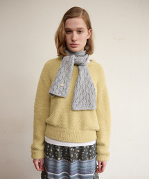 FLUFFY KNIT PULLOVER, MOS GREEN