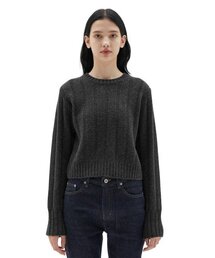 22fw W クルーネックスウェーター, チャコール