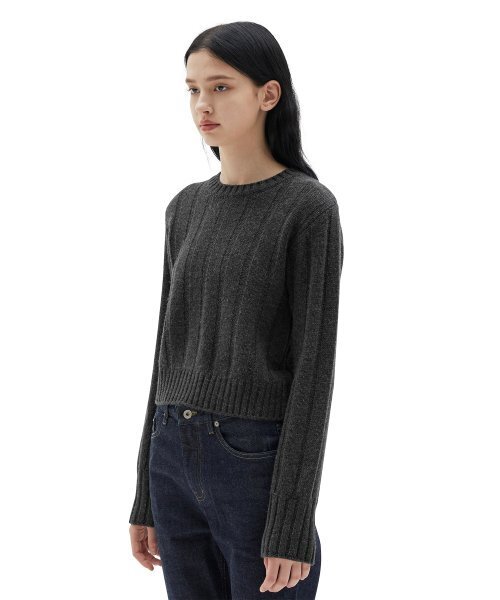 BROWNYARD(ブラウンヤード)の「22fw W クルーネックスウェーター, チャコール(ニット/セーター・レディース・その他・1/2)」の2枚目の写真