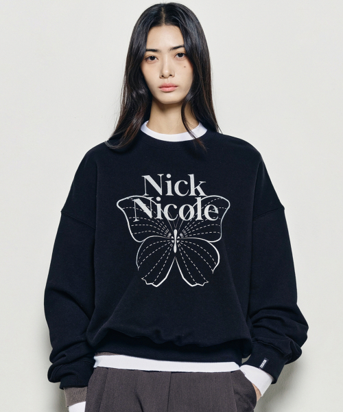 NICK&NICOLE(ニックアンドニコール)の「BUTTERFLY SIGNATURE SWEATSHIRT_BLACK SILVER(スウェット・レディース・その他・FREE)」の1枚目の写真