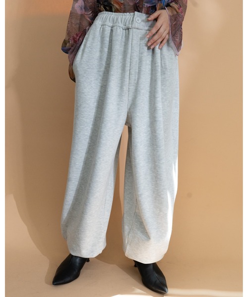 MIDVEIN(ミッドヴェイン)の「Sweat gather pants(スウェットパンツ・レディース・チャコールグレー/スミクロ/ピンク/ライトグレー・FREE)」の3枚目の写真
