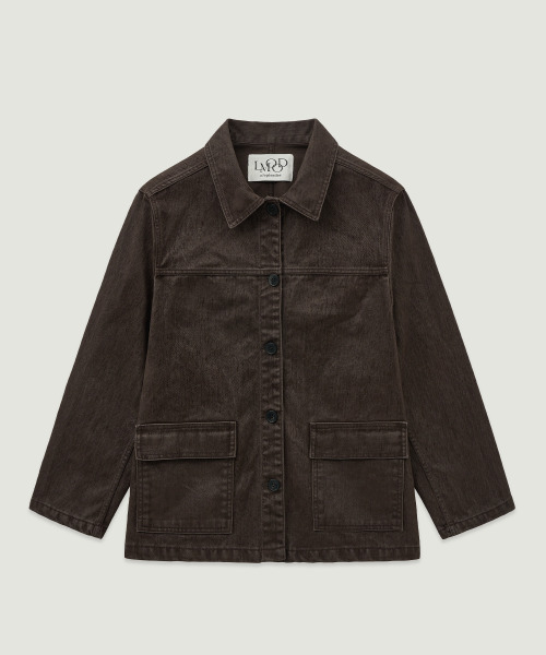 LMOOD（エルムード）の「(W) ブルーノベルベットデニムハーフコートブラウン（トレンチコート・レディース・その他・36/38）」の3枚目の写真