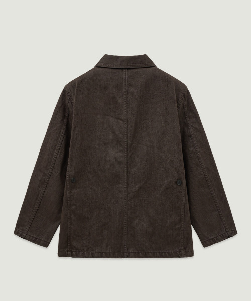 LMOOD（エルムード）の「(W) ブルーノベルベットデニムハーフコートブラウン（トレンチコート・レディース・その他・36/38）」の4枚目の写真