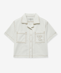 YALE（イェール）の「ウーマンズクロップデニムシャツ_ホワイト（シャツ/ブラウス）」