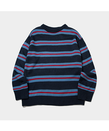 SOME PLACE（サムプレイス）の「Casual multi-round neck color blocking stripe overfit knit _ 2COLOR（ニット/セーター）」