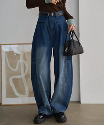 KOBE LETTUCE | [ 裏起毛 ] 裏ファーバレルレッグカーゴデニムパンツ(デニムパンツ)