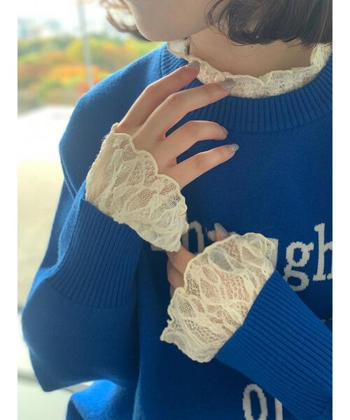 Samansa Mos2 blue(サマンサモスモスブルー)の「衿袖チュールハイネックプルオーバー(Tシャツ/カットソー・レディース・チャコールグレー/オフホワイト/キナリ・F)」の3枚目の写真