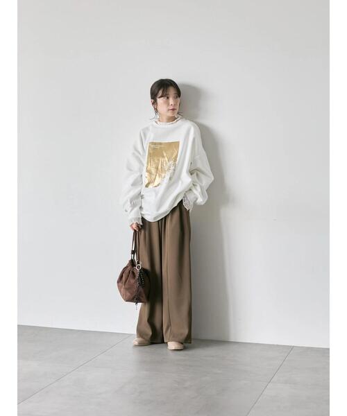 Samansa Mos2 blue(サマンサモスモスブルー)の「衿袖チュールハイネックプルオーバー(Tシャツ/カットソー・レディース・チャコールグレー/オフホワイト/キナリ・F)」の16枚目の写真