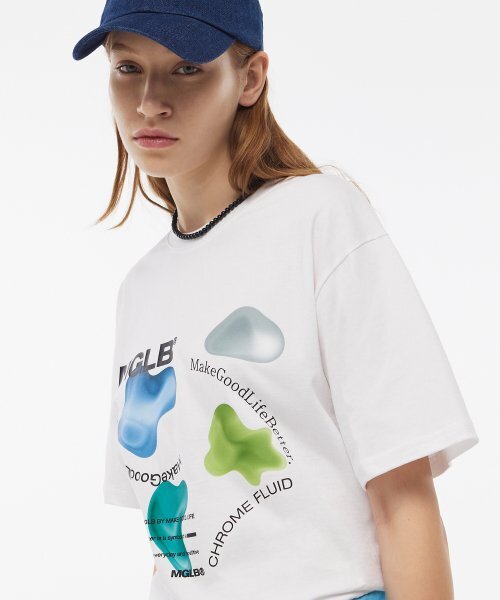 MATCHGLOBE（マッチグローブ）の「フルイドグラフィックボックスTシャツ（ホワイト）（Tシャツ/カットソー・レディース・その他・FREE）」の3枚目の写真
