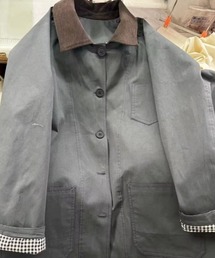 Forcement（フォースメント）の「袖口から覗くチェックがおしゃれな切替異素材テーラードジャケット（テーラードジャケット）」