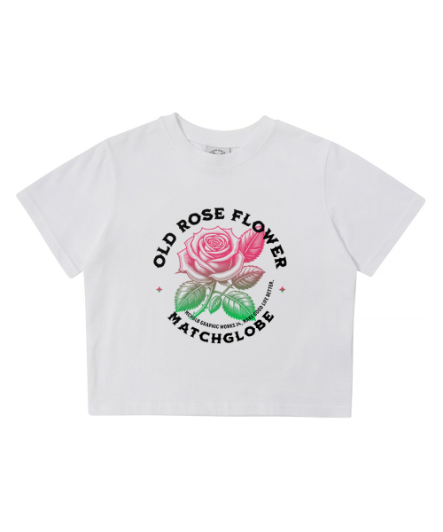 MATCHGLOBE(マッチグローブ)の「ローズサークルクロップティー(ホワイト)(Tシャツ/カットソー・レディース・その他・FREE)」の1枚目の写真