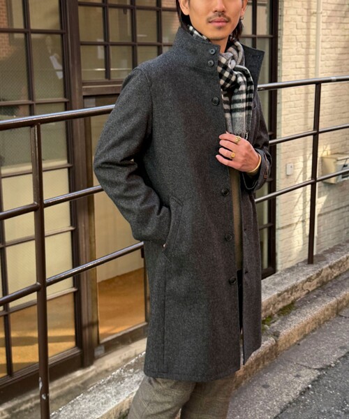 セール】《ビジカジ対応》カシミヤ混 スタンドカラーコート（ダッフル