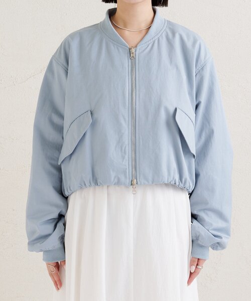 mystic(ミスティック)の「サテンショートブルゾン(ブルゾン・レディース・アイボリー/ブラック/ブルー・FREE)」の15枚目の写真