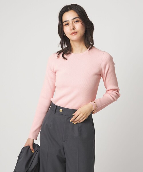 green label relaxing（グリーンレーベルリラクシング）の「＜1_OF MINE＞リブ クルーネック プルオーバー ニット ウォッシャブル（ニット/セーター・レディース・ネイビー/ライトピンク/ホワイト/その他1・FREE）」の4枚目の写真