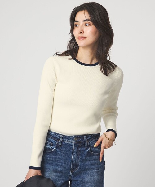 green label relaxing（グリーンレーベルリラクシング）の「＜1_OF MINE＞リブ クルーネック プルオーバー ニット ウォッシャブル（ニット/セーター・レディース・ネイビー/ライトピンク/ホワイト/その他1・FREE）」の5枚目の写真