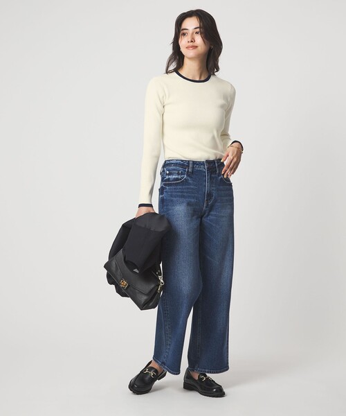 green label relaxing（グリーンレーベルリラクシング）の「＜1_OF MINE＞リブ クルーネック プルオーバー ニット ウォッシャブル（ニット/セーター・レディース・ネイビー/ライトピンク/ホワイト/その他1・FREE）」の7枚目の写真