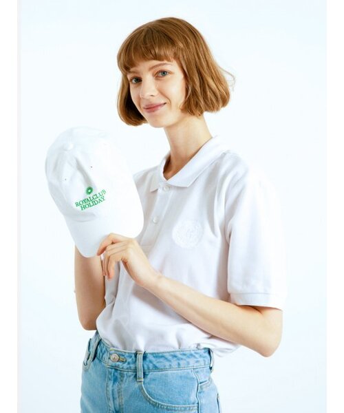 ROYAL CLUB HOLIDAY(ロイヤルクラブホリデー)の「RCH エンブレム ピケ カラー 半袖Tシャツ ホワイト(ポロシャツ・レディース・ホワイト・SMALL/MEDIUM/LARGE)」の3枚目の写真