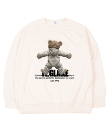 ベアフードオーバーサイズスウェットTシャツクリーム