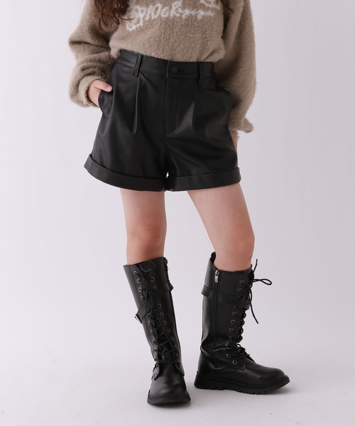 repipi armario（レピピ アルマリオ）の「【10C REPIPI】フェイクレザーショートパンツ（その他パンツ・キッズ・アイボリー/ブラック・110cm/120cm/130cm/140cm）」の12枚目の写真