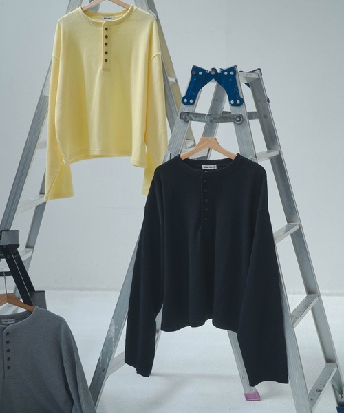 Elanque（エランク）の「waffle henly neck / ワッフルヘンリーネック（Tシャツ/カットソー・メンズ・グレー/ブラック/イエロー・MEDIUM/LARGE）」の9枚目の写真