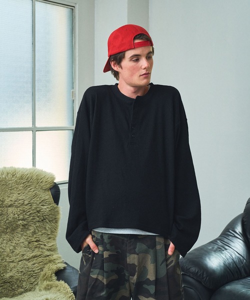 Elanque(エランク)の「waffle henly neck / ワッフルヘンリーネック(Tシャツ/カットソー・メンズ・グレー/ブラック/イエロー/パープル/ブルー・MEDIUM/LARGE)」の15枚目の写真