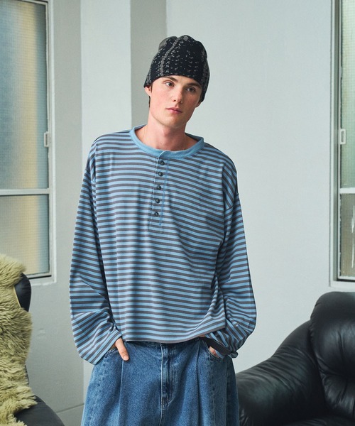 Elanque(エランク)の「waffle henly neck / ワッフルヘンリーネック(Tシャツ/カットソー・メンズ・グレー/ブラック/イエロー/パープル/ブルー・MEDIUM/LARGE)」の11枚目の写真