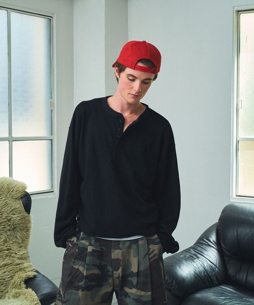 Elanque(エランク)の「waffle henly neck / ワッフルヘンリーネック(Tシャツ/カットソー・メンズ・グレー/ブラック/イエロー/パープル/ブルー・MEDIUM/LARGE)」の9枚目の写真
