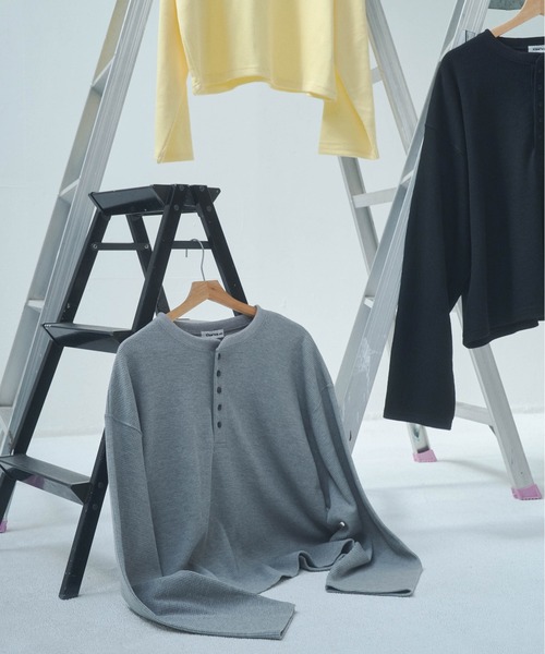 Elanque（エランク）の「waffle henly neck / ワッフルヘンリーネック（Tシャツ/カットソー・メンズ・グレー/ブラック/イエロー・MEDIUM/LARGE）」の10枚目の写真