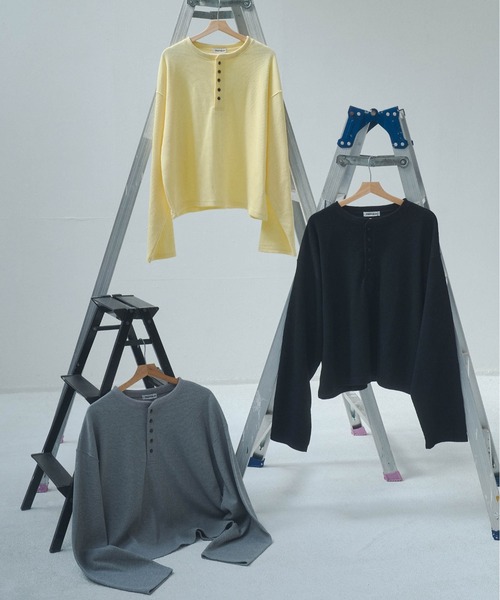 Elanque（エランク）の「waffle henly neck / ワッフルヘンリーネック（Tシャツ/カットソー・メンズ・グレー/ブラック/イエロー・MEDIUM/LARGE）」の11枚目の写真