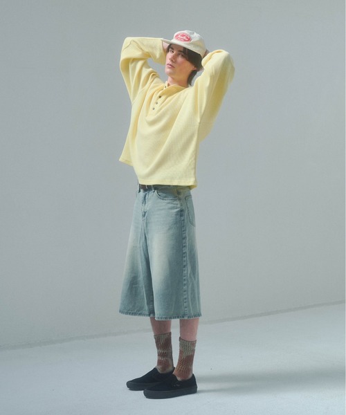 Elanque（エランク）の「waffle henly neck / ワッフルヘンリーネック（Tシャツ/カットソー・メンズ・グレー/ブラック/イエロー・MEDIUM/LARGE）」の7枚目の写真