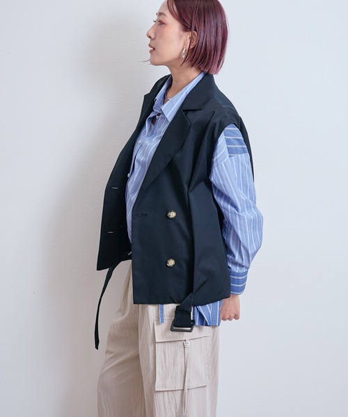 LHELBIE（レルビエ）の「バルーントレンチジレ（その他アウター・レディース・ベージュ/ブラック・M）」の7枚目の写真