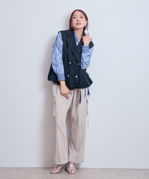 LHELBIE（レルビエ）の「バルーントレンチジレ（その他アウター・レディース・ベージュ/ブラック・M）」の3枚目の写真