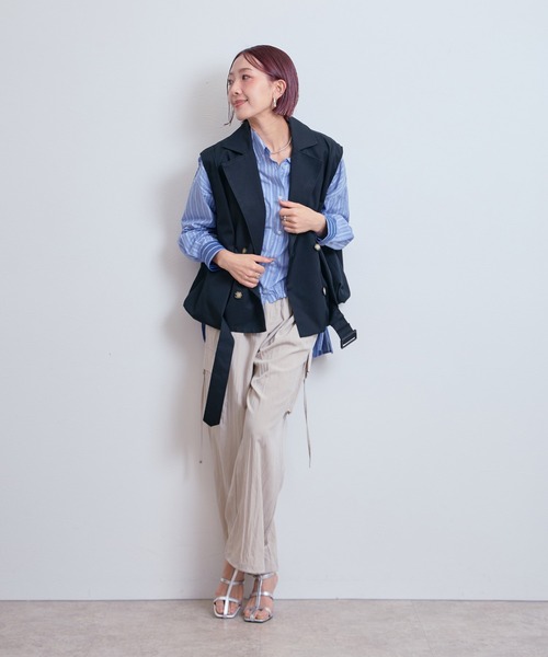 LHELBIE（レルビエ）の「バルーントレンチジレ（その他アウター・レディース・ベージュ/ブラック・M）」の18枚目の写真