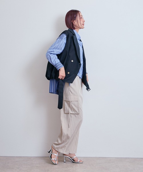 LHELBIE（レルビエ）の「バルーントレンチジレ（その他アウター・レディース・ベージュ/ブラック・M）」の19枚目の写真