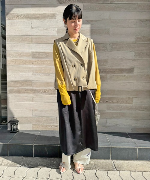 LHELBIE（レルビエ）の「バルーントレンチジレ（その他アウター・レディース・ベージュ/ブラック・M）」の21枚目の写真