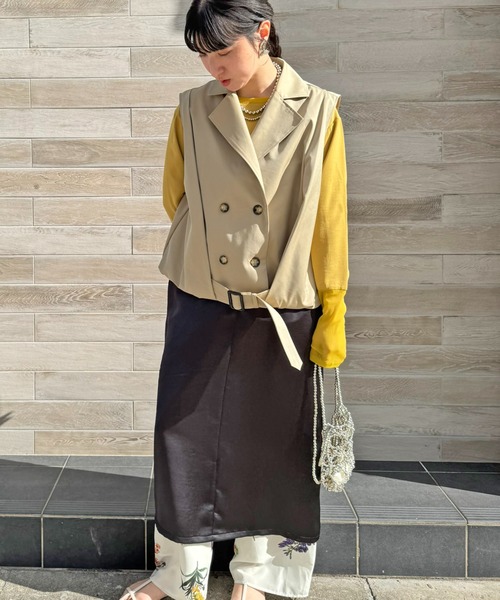 LHELBIE（レルビエ）の「バルーントレンチジレ（その他アウター・レディース・ベージュ/ブラック・M）」の11枚目の写真